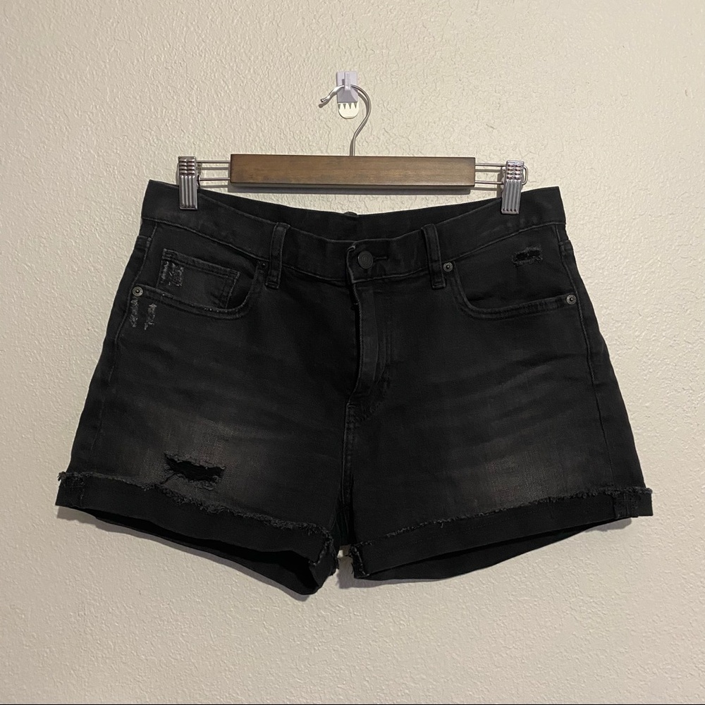 black denim shorts
